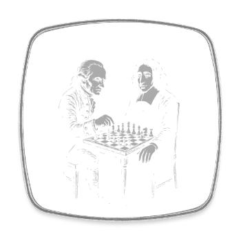 Kant vs Spinoza Playing Chess Design - Square fridge magnet - white - Front