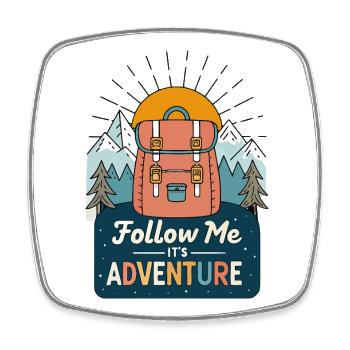 Hiking and mountain adventure backpack - Square fridge magnet - white - Front