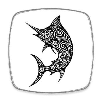 Marlin Tribal Maori Lineart Angler Geschenk - Viereckiger Kühlschrankmagnet - Weiß - Vorne