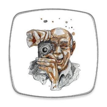 Selfie 2 Illustration Aquarell carographic - Viereckiger Kühlschrankmagnet - Weiß - Vorne
