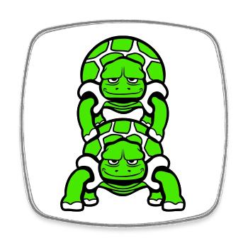 2 Artist Turtles Piggyback Team Crew Friends - Square fridge magnet - white - Front