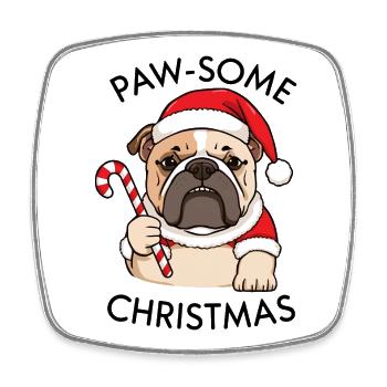 Noël – Grumpy Bulldog - Magnet carré - blanc - Devant