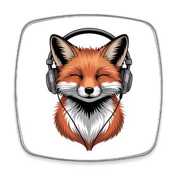Renard avec casque - Magnet carré - blanc - Devant
