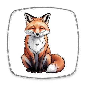 Fuchs sitzend - Viereckiger Kühlschrankmagnet - Weiß - Vorne
