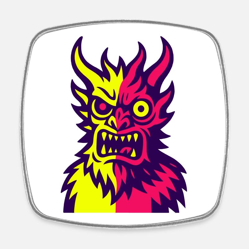 Pop Art Devil's Monster - Square fridge magnet - white