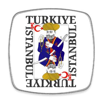 Sultan Osmanischer Türkischer Krieger König Karte Modernes Spiel - Viereckiger Kühlschrankmagnet - Weiß - Vorne
