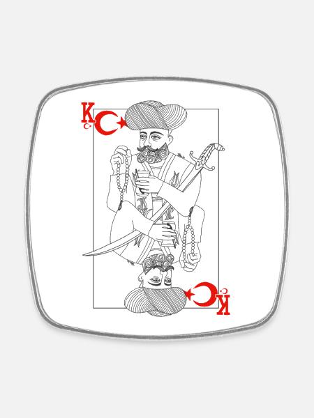 Tarot Roi d’Épée Turkiye Minmaliste - Magnet carré - blanc