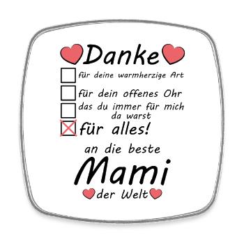 Mami Mama Mutti an die beste der Welt Danke sagen - Viereckiger Kühlschrankmagnet - Weiß - Vorne