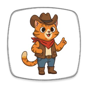 Wild West Katze Cowboy Design - Viereckiger Kühlschrankmagnet - Weiß - Vorne