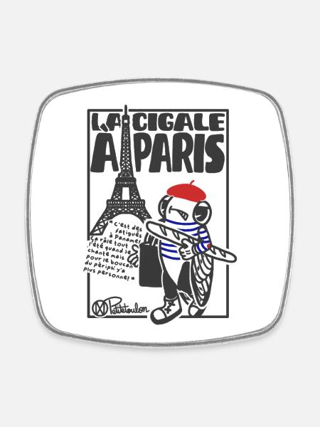Cigale Paris - Magnet carré - blanc