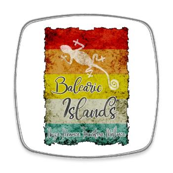 Balearic Islands Vintage Flag Design - Square fridge magnet - white - Front