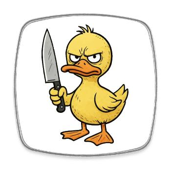 Angry duckling with knife - Square fridge magnet - white - Front