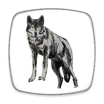 Wild wolf illustration in watercolor style - Square fridge magnet - white - Front