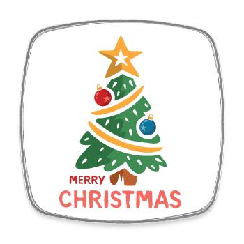 Merry Christmas Cartoon Baum - Viereckiger Kühlschrankmagnet - Weiß - Vorne