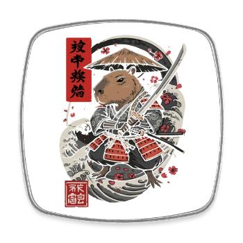 Samurai Capybara Combat Illustration - Square fridge magnet - white - Front
