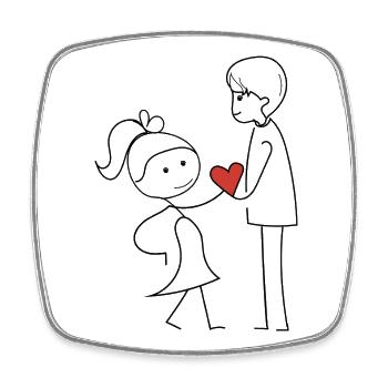 Friends exchanging affection - Square fridge magnet - white - Front