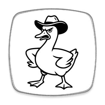 Funny angry goose with cowboy hat - Square fridge magnet - white - Front