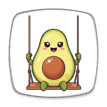 Avocat sucré dessin animé nourriture végétale végétalienne saine - Magnet carré - blanc - Devant