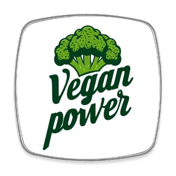 Vegan Power Brokkoli - Viereckiger Kühlschrankmagnet - Weiß - Vorne