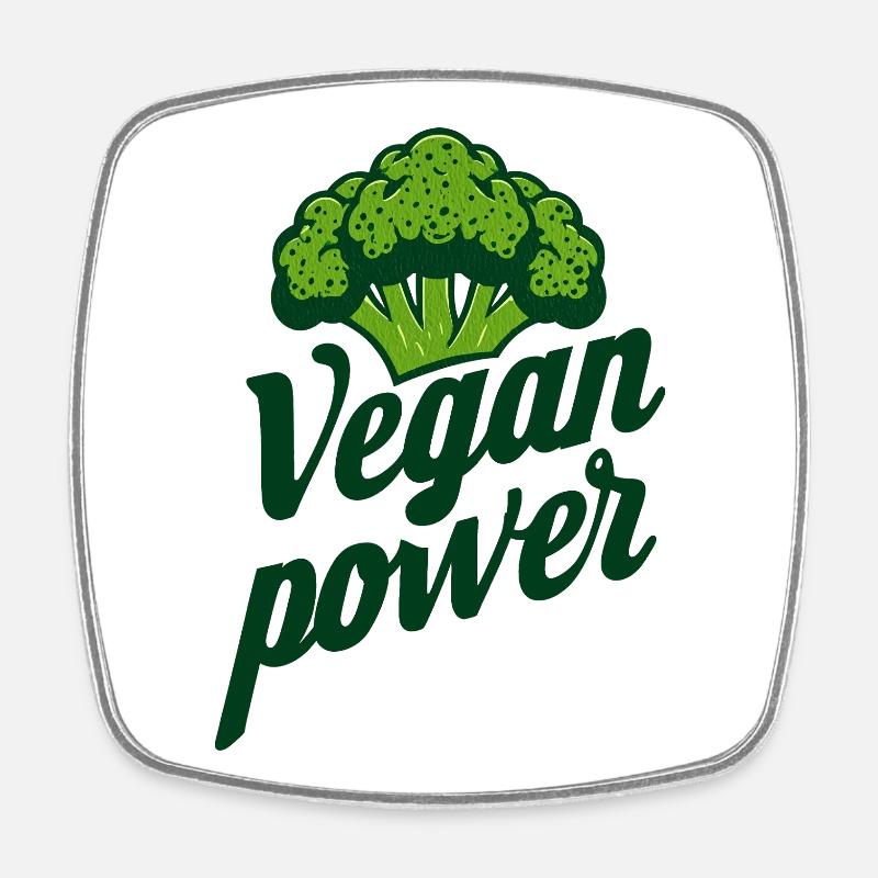 Brocoli végétalien - Magnet carré - blanc
