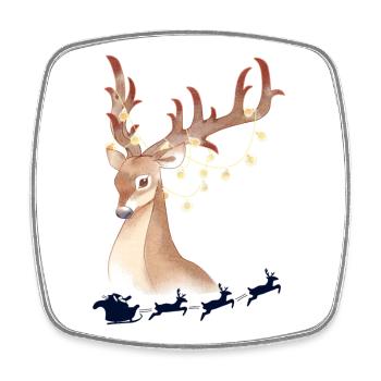 Lights deer in the winter forest - Square fridge magnet - white - Front