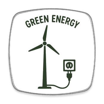 Grüne Energie Windkraft Steckdose - Viereckiger Kühlschrankmagnet - Weiß - Vorne