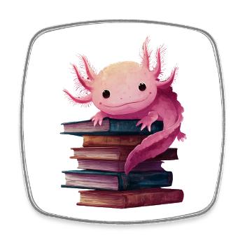 Axolotl Livres Lecture Rat de Bibliothèque - Magnet carré - blanc - Devant