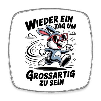 Lustiger Cartoon Hase mit Sonnenbrille - Viereckiger Kühlschrankmagnet - Weiß - Vorne