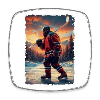 Sasquatch Hockey Joueur de hockey Bigfoot - Magnet carré - blanc - Devant