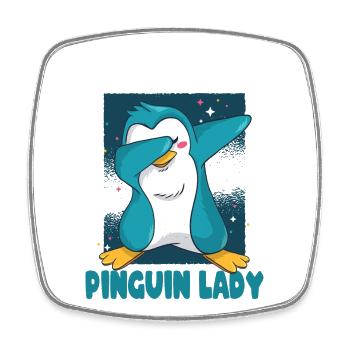Crazy Penguin Lady Funny Sayings Irony Fun - Square fridge magnet - white - Front