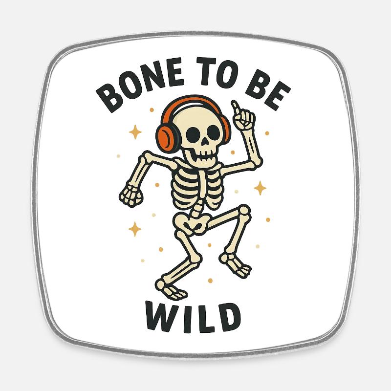 Bone to be Wild - Conception de squelette drôle d’Halloween - Magnet carré - blanc