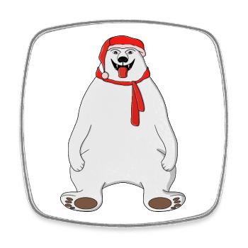 Ours Père Noël polaire - Magnet carré - blanc - Devant