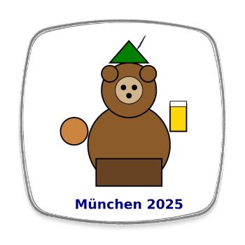 Ours de Munich 2025 Design festif - Magnet carré - blanc - Devant