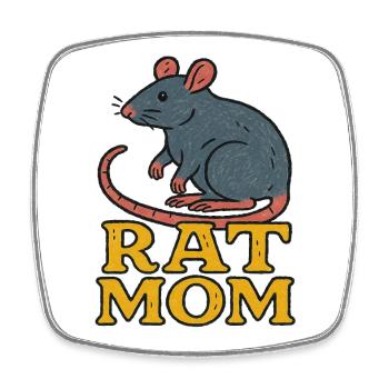 Rat Mom Vintage Dessin animé - Magnet carré - blanc - Devant