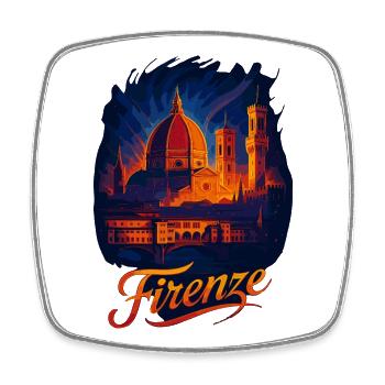 Florenz Firenze Stadt Italien Silhouette Geschenk - Viereckiger Kühlschrankmagnet - Weiß - Vorne