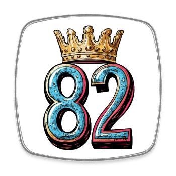 82 Nombre Couronne - Magnet carré - blanc - Devant