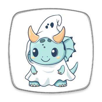 Dinosaur triceratops Halloween Ghost - Square fridge magnet - white - Front