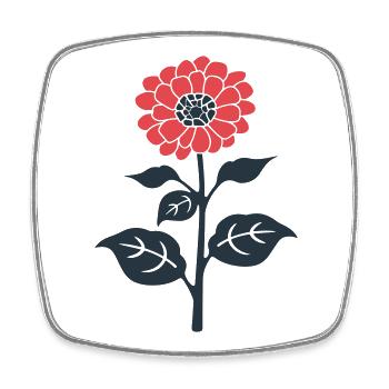 Rote Blume Illustration - Viereckiger Kühlschrankmagnet - Weiß - Vorne