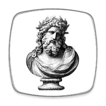 Buste antique Zeus – Gravure classique - Magnet carré - blanc - Devant