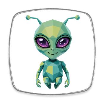 Alien - Cooles Low-Poly-Logo - Viereckiger Kühlschrankmagnet - Weiß - Vorne
