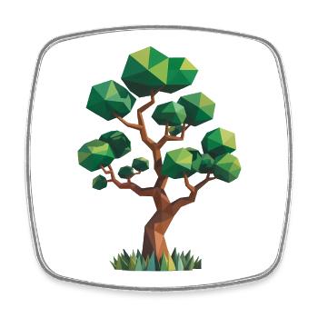 Baum - Cooles Low Poly Logo - Viereckiger Kühlschrankmagnet - Weiß - Vorne