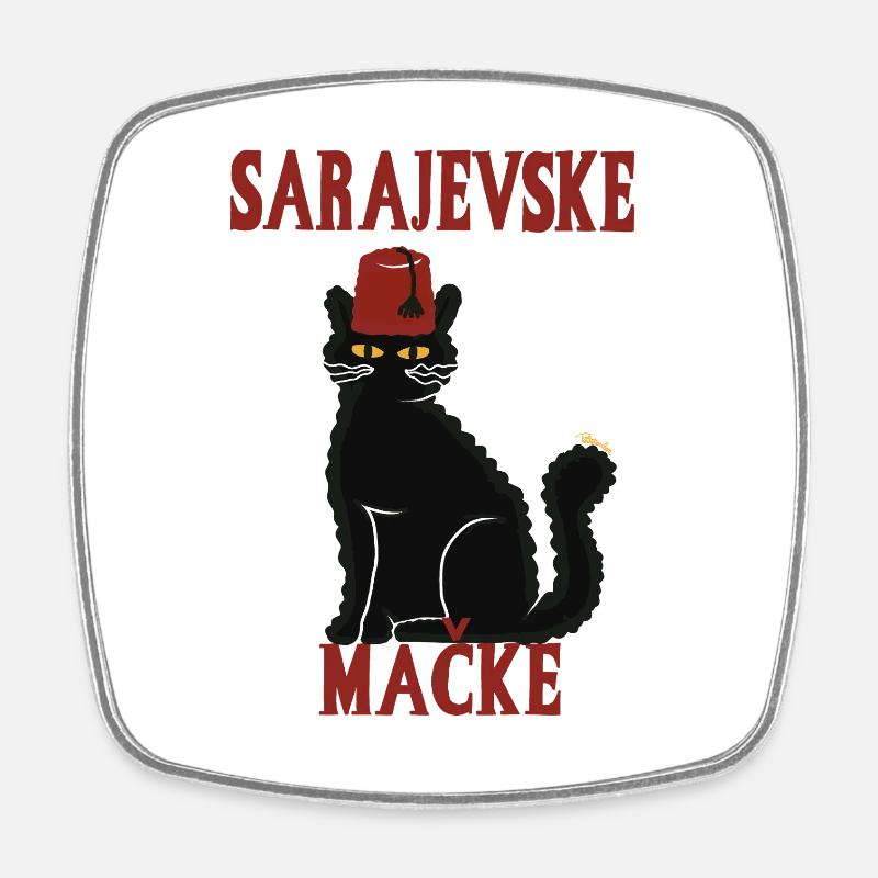 Chat Sarajevo Fez - Magnet carré - blanc
