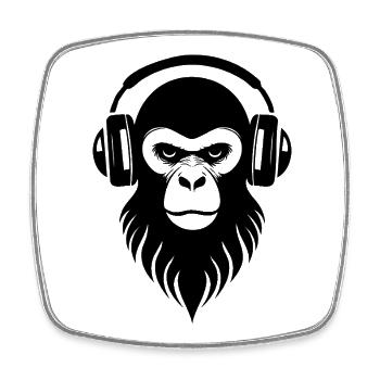 Monkey Head Minimal Lines Art Edition Shirt - Square fridge magnet - white - Front