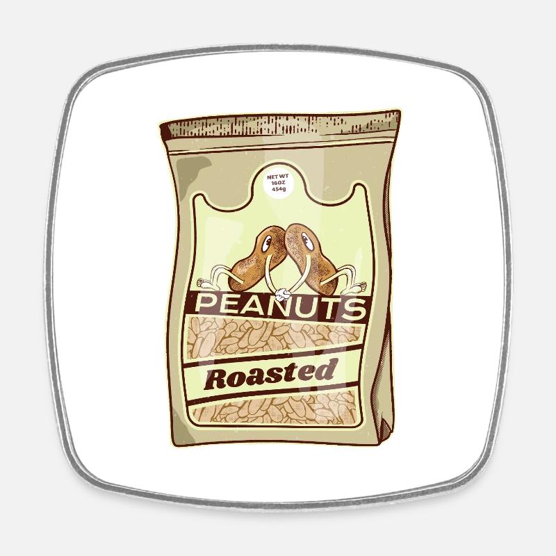 Roasted Peanuts Retro Pack - Square fridge magnet - white