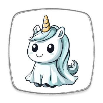 Licorne Halloween fantôme - Magnet carré - blanc - Devant