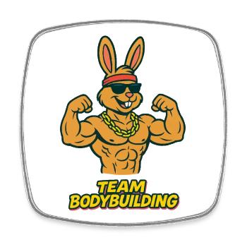 Team Bodybuilding Hase - Viereckiger Kühlschrankmagnet - Weiß - Vorne