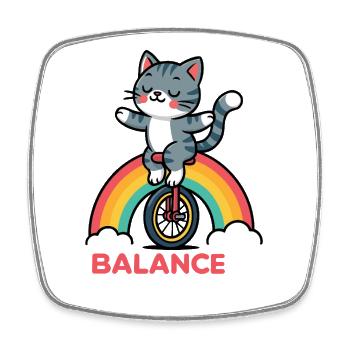 Cat balance on rainbow - Square fridge magnet - white - Front