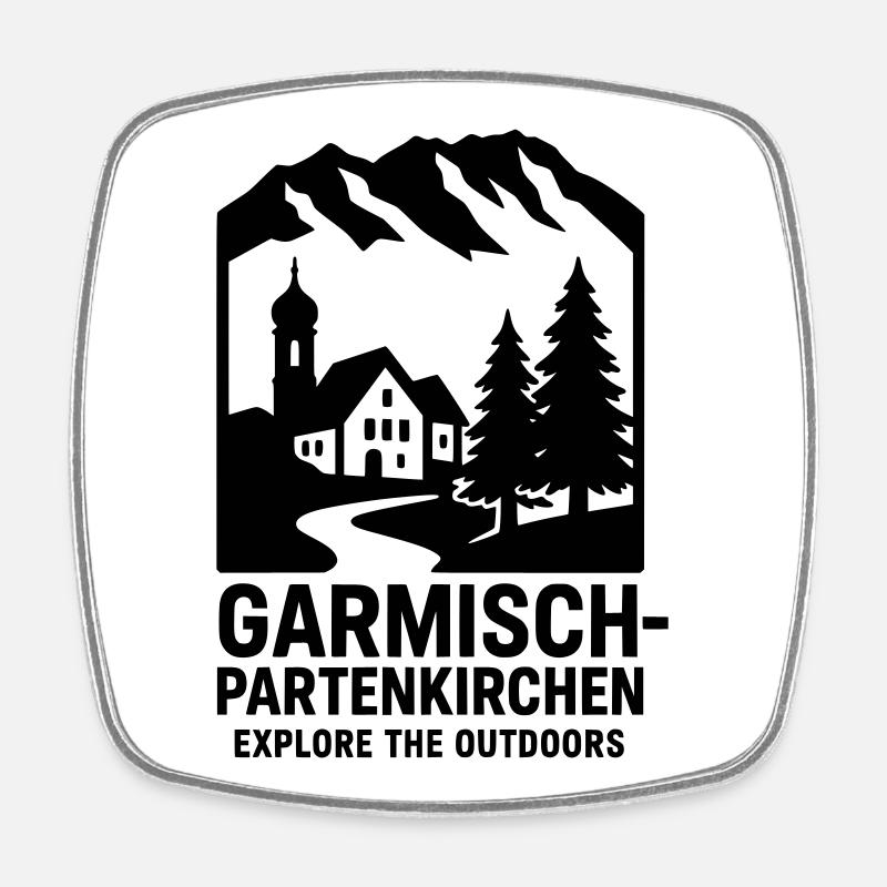 Garmisch Partenkirchen - Magnet carré - blanc