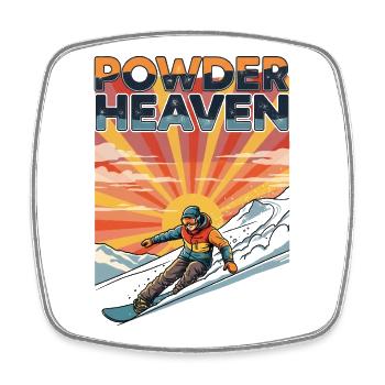 Snowboard Powder Heaven Retro Tiefschnee - Viereckiger Kühlschrankmagnet - Weiß - Vorne