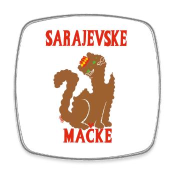 Sarajevo Katze Bosnien - Viereckiger Kühlschrankmagnet - Weiß - Vorne